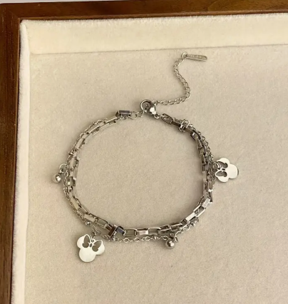 T❹❾💥1 pieza de pulsera de mariposa hueca de doble capa de Minnie Mouse