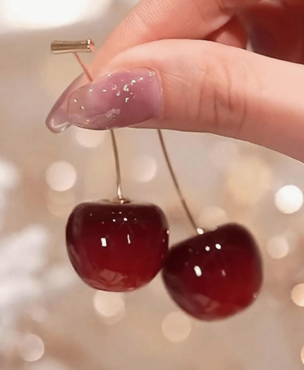 ❹❺🦋Set de 2 aretes de acrílico con diseño de cerezas, aretes minimalistas