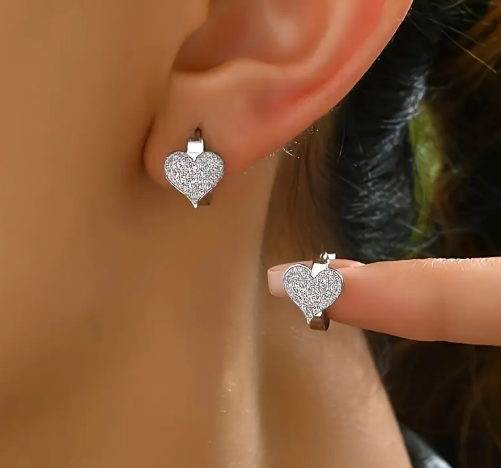 T❷❼😍1 Par de Elegantes Pendientes de Botón en Forma de Corazón Esmerilados - Acero Inoxidable, Perfectos para Atuendo Casual y Regalos, Estilo Clásico y Moderno, Pendientes Novedosos