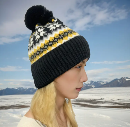 T❹❼🌼Gorro de Invierno para Mujer con Pom-Pom