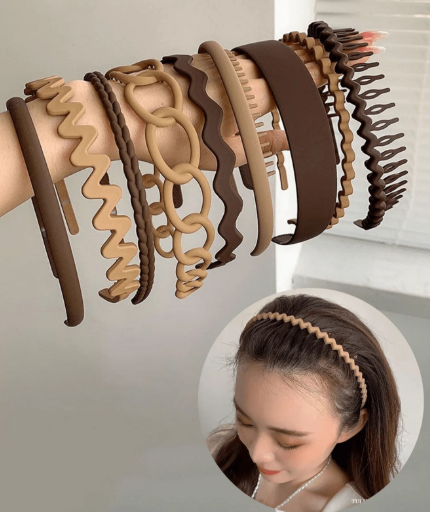 ❷❹⭐Conjunto de 9 Diademas dentadas, Bandas de cabello mate antideslizantes