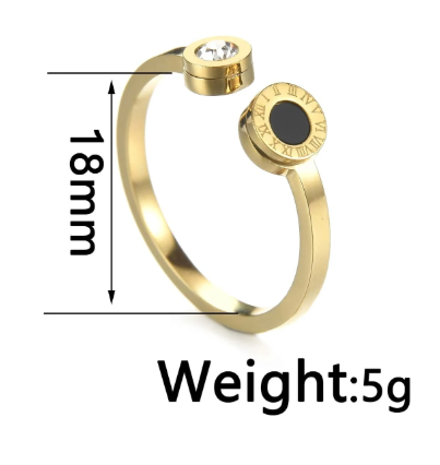 ❷❹⭐1 pieza Anillo simple de acero inoxidable con concha & zirconia cúbica