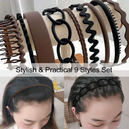 ❷❹⭐Conjunto de 9 Diademas dentadas, Bandas de cabello mate antideslizantes