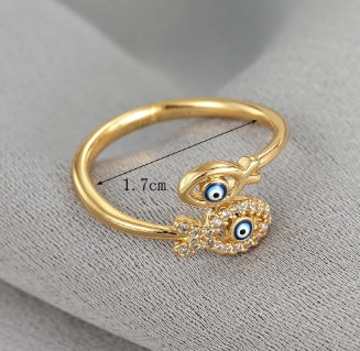 ❷❹⭐Anillo abierto aojo con diseño de diamante de imitación