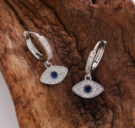 T❺❶🌻1 Par de Pendientes de Anillo de Ojo Malo Estilo para Mujeres