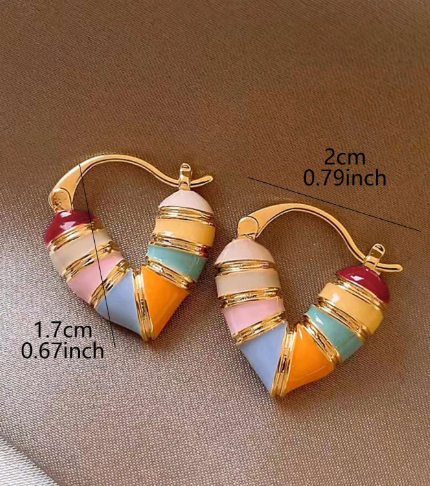 ❸❷🍁1 Par De Aretes De Gota De Esmalte Colorido Con Diseño De Corazón Elegante