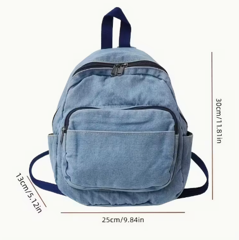 T❺❹🍂Moqueta Lavada para Mujer - Mochila Urbana Chic de Gran Capacidad Azul con Compartimentos Múltiples, Cierre Seguro de Cremallera y Forro de Poliéster para Salidas Casuales, Trabajo o Viajes, Diseño con Correas Resistentes