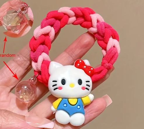 T ❸❹🌻 Sanrio Hello Kitty Cartoon Hair Ring, Plastic, Sweet Skirt