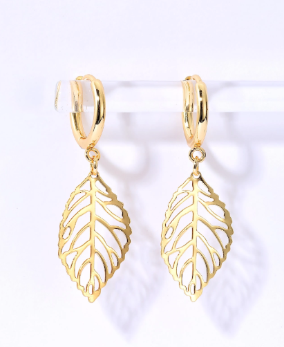 ❸❸💫Pendientes largos con abertura hoja