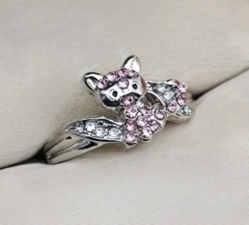 T❹❹🍂1 Anillo de Gatito Sencillo y Lindo para Hombres y Mujeres