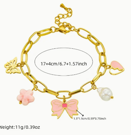 T❹❾💥Pulsera de acero inoxidable 304 para mujeres, estilo elegante y dulce