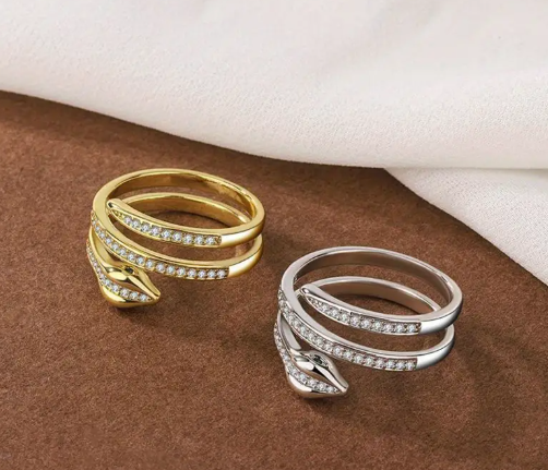 T❹❹🍂1pc Anillo de serpiente de acero inoxidable de estilo punk