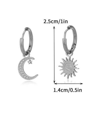 ❷❽💐1 pieza Pendientes espléndido plata sol & con diseño de luna moda de acero inoxidable colgante