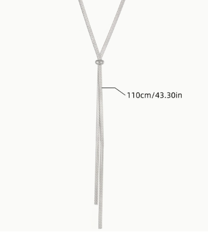 T❹❺🦋Un elegante y minimalista collar largo de cadena de serpiente de acero inoxidable