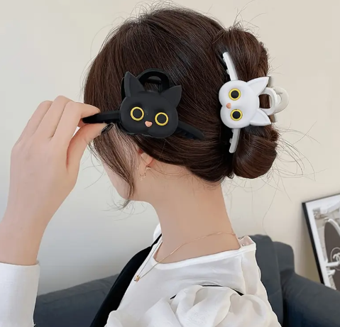 T❸❸💫Nuevo Horquilla de Gato Lindo para Mujeres con Clip de Tiburón