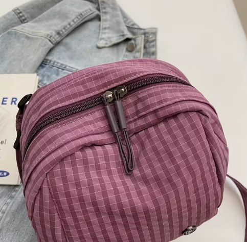 T❺❺🍂Bolso cruzado de nylon negro elegante para mujer con diseño de bloques de colores dobles