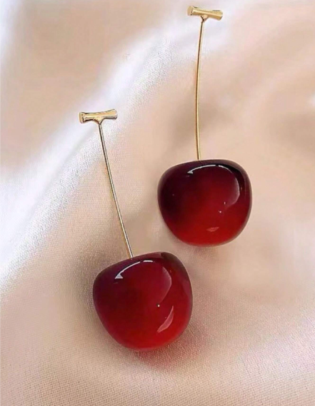 ❷❶🔥Pendientes de cereza con un diseño elegante y de nicho de alta gama