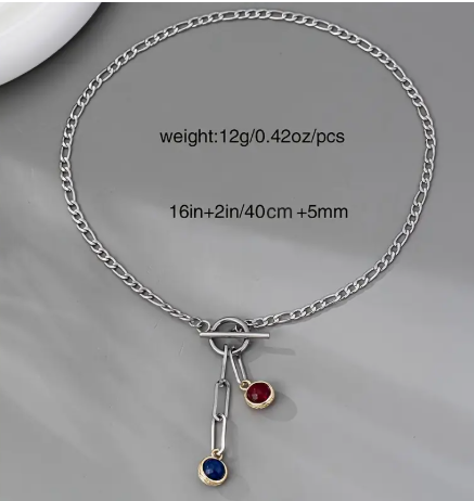 T❹❾💥1pc Collar Minimalista de Acero Inoxidable para Mujer con Colgante de Piedra Natural