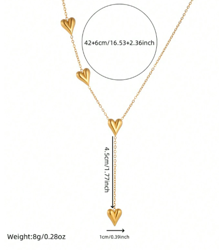 ❷❶🔥Un collar colgante con corazón y borla con tono dorado de acero inoxidable