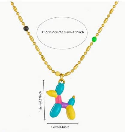 T❹❾💥Collar con Colgante de Perro Globo Retro Bohemio para Mujeres