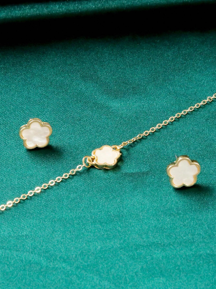 ❽❣️Conjunto De Collar Y Aretes Dulce Y Fresco, Con Estilo Floral