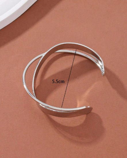 ❷❶🔥1 pieza Pulsera minimalista de metal de doble línea, regalo conmemorativo