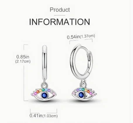 T❸⓿🌼Un Par de Pendientes que Pesa 3 Gramos, Aros de Ojo Malvado en Plata de Ley 925 para Mujeres, Regalo de Joyería para Fiesta de Compromiso y Boda