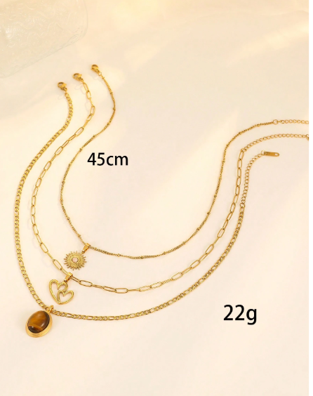 ❷❶🔥Collares de acero inoxidable con enchape en oro