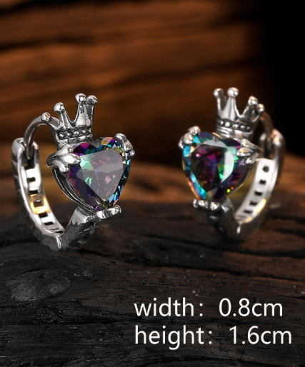 ❷❽💐Pendientes argolla con decoración de corazón y corona de circonita cúbica, regalo para el Día de San Valentín, Día de la Madre