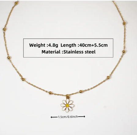 T❹❾💥Un elegante y sencillo collar de acero inoxidable chapado en oro de 18 quilates