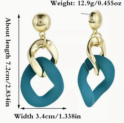 T❹❺🦋1 Par de Pendientes de Acero Acrylico Elegantes Geométricos