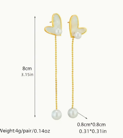 T❹❻🌹1 Par de Pendientes de Acero Inoxidable Clásicos en Forma de Corazón