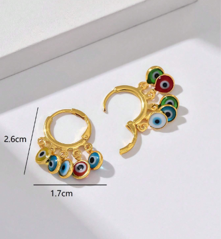 ❸❸💫Aretes Colgantes Con Diseño De Ojo Azul Elegante Y Con Chapado En Oro De 18k, Aretes De Gota Con Diseño Personalizado Y De Moda, Que Se Adapta A Las Mujeres Para Usar A Diario