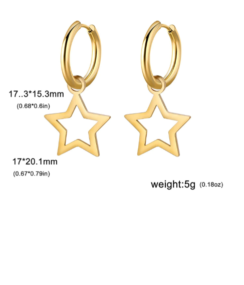 ❶❸🍁1 par de acero inoxidable con abertura con diseño de estrella