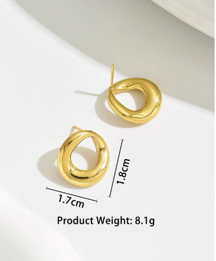 ❷❷🌿1 par de pendientes de moda de círculo hueco de acero inoxidable para mujeres.