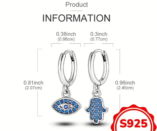 T❸⓿🌼Par de Pendientes Ojo del Diablo en Plata 925