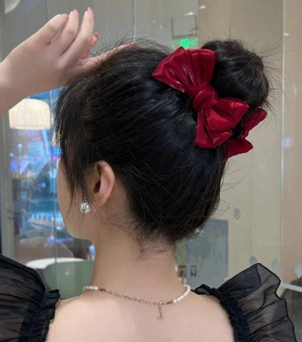 ❷❺🌷1 pieza Pinza para el cabello de niña de doble lazo de doble capa de gasa de doble cara para moño