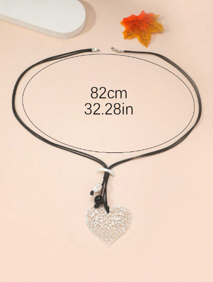 ❷❷🌿1 pieza Collar de cuentas de aleación con forma de corazón