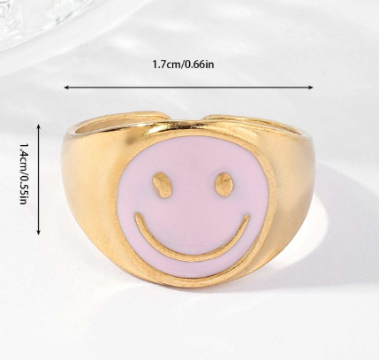 ❷❹⭐Anillo abierto con decoración de cara sonriente