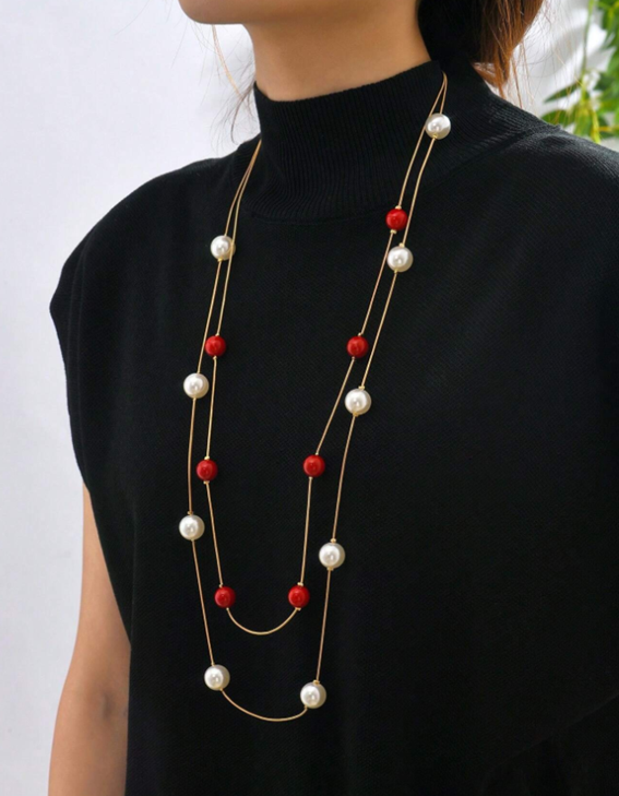 ❷❷🌿Mujer 1 pieza Collar largo moda con diseño de piedra para para decoración diaria