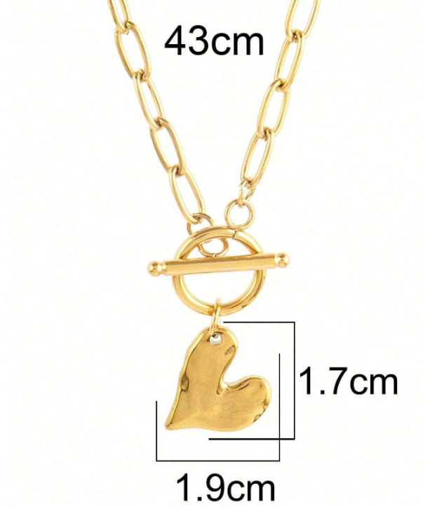 ❶❷💛Collar De Corazón De Acero Inoxidable Retro Dorado Con Colgante De Amor