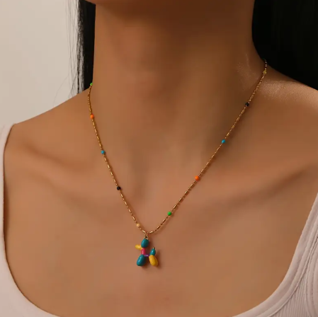 T❹❾💥Collar con Colgante de Perro Globo Retro Bohemio para Mujeres