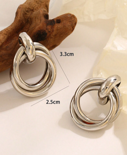 ❸❷🍁1 par de pendientes de argolla de aleación retorcida geométrica exagerada de moda