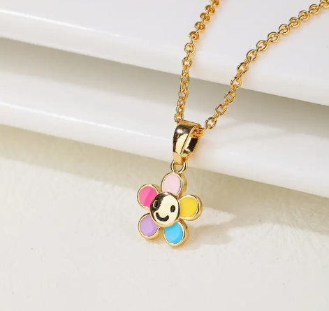 T❺❸💫1 Collar de Poulisa para Mujer con Colgante de Flor de Cinco Pétalos