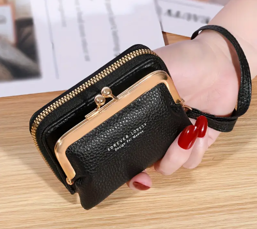 T❹❽🌻Pequeña Bolsa De Tarjeta De Crédito Para Mujeres, Billetera Con Cierre De Beso Multifuncional