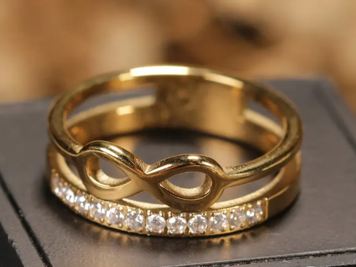 T❹❹🍂1 pieza de acero inoxidable 18K dorado chapado doble capa Vintage estilo coreano