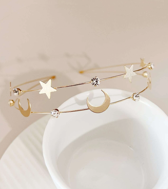 ❶❷🩷Diadema con decoración de pedrería y estrella para uso diario en salidas casuales - Elegantes tiaras