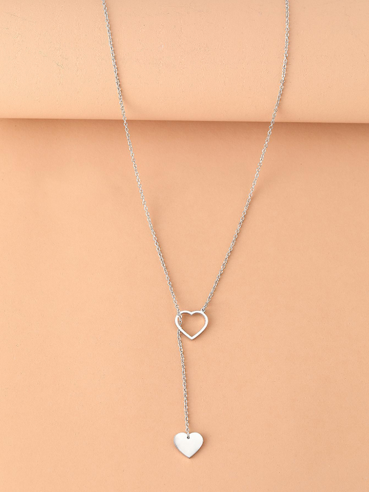 💚Collares colgantes largos con forma de corazón y diseño sencillo para mujeres, joyería de acero inoxidable elegante para fiestas y regalos