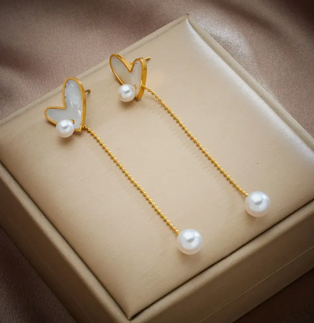 T❹❻🌹1 Par de Pendientes de Acero Inoxidable Clásicos en Forma de Corazón