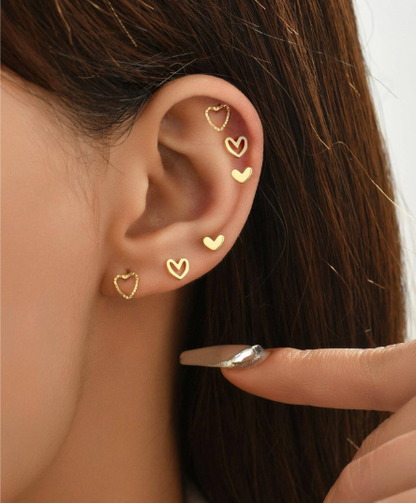 ❷⓿☀️6 piezas/set pendientes huecos en forma de corazón para uso diario de las mujeres